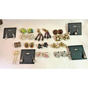 Lot of 16 earrings clip, screw, pierced